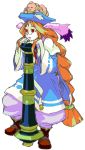  1girl animal_ears bazooka blush braid breath_of_fire breath_of_fire_iii capcom degarashi_(ponkotsu) glasses gloves hat highres honey_(breath_of_fire) long_hair momo_(breath_of_fire) orange_hair rabbit_ears red_eyes robe shoes solo twintails very_long_hair weapon 