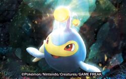  animal_focus bioluminescence commentary_request company_name copyright_name copyright_notice full_body glowing lanturn no_humans official_art open_mouth otsumami_(bu-bu-heaven) pokemon pokemon_(creature) pokemon_focus pokemon_tcg red_eyes solo underwater 