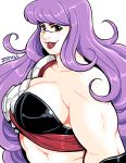  1girl armor bikini_armor breasts indivisible kaigetsudo large_breasts lips long_hair muscle phoebe_(indivisible) purple_hair red_eyes smile solo upper_body 