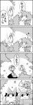 0_0 4girls 4koma ^_^ aki_minoriko aki_shizuha autumn_leaves blush bow braid chibi_on_head cirno closed_eyes comic commentary crying daiyousei hair_bow hair_ornament hand_on_another&#039;s_head hat highres ice ice_wings juliet_sleeves kaenbyou_rin leaf leaf_hair_ornament letty_whiterock long_sleeves minigirl mob_cap monochrome multiple_girls open_mouth patting_head petting puffy_sleeves scarf siblings side_ponytail sisters smile tani_takeshi tearing_up tears touhou translated twin_braids waving wings yukkuri_shiteitte_ne |_| 