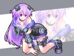  1girl adult_neptune bare_shoulders blush breasts d-pad full_body hair_ornament hechima-bushi highres hooded_track_jacket long_hair looking_at_viewer neptune_(series) purple_hair shin_jigen_game_neptune_vii solo tongue tongue_out violet_eyes 