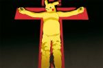  cross crucifixion end_of_evangelion lilith_(evangelion) looking_up miniboy mouse neon_genesis_evangelion parody pikachu pokemon pokemon_trainer size_difference 