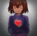  androgynous animated animated_gif brown_hair chara_(undertale) closed_eyes dark_persona frisk_(undertale) glitch heart huge_filesize knife red_eyes shirt smile spoilers static striped striped_shirt turtleneck undertale ximsol182 
