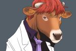 animalization cow horikawa_raiko horns necktie onikobe_rin red_eyes redhead short_hair solo touhou what 