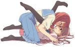  2girls atarashi_ako blush brown_hair cardigan kneehighs long_hair multiple_girls pantyhose redhead ribbon saki saki_achiga-hen school_uniform serafuku short_hair skirt smile socks tagme takei_hisa tsuchinoko_(muni_muni) yuri 