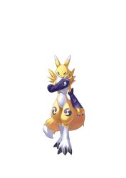  black_sclera blue_eyes body_fur colored_sclera digimon digimon_alysion digimon_card_game full_body highres kitsune non-web_source official_art renamon simple_background solo transparent_background yellow_fur 