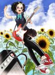  bad_id black_hair electric_guitar glasses guitar guitar_pick instrument kenji_(artist) legs makimura_shunsuke original plectrum school_uniform skirt strat(guitar) thigh-highs thighhighs zettai_ryouiki 