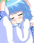  blue_hair blush closed_eyes geetsu green_hair kochiya_sanae multiple_girls short_hair sleeping tatara_kogasa touhou 