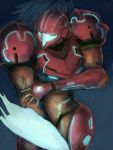  armor bodysuit gun humio metroid neon_trim nintendo ponytail samus_aran sketch varia_suit weapon 