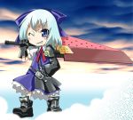  ? advent_cirno blue_eyes blue_hair boots bow cirno gengorou parody short_hair solo sword touhou weapon wings 