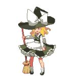  broom hachi_(8bit_canvas) hat kirisame_marisa lowres pixel_art touhou transparent_background witch_hat 