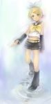  full_body kagamine_rin ris smile solo vocaloid water 