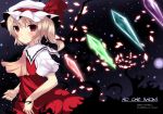  blonde_hair flandre_scarlet hat moccy ponytail red_eyes short_hair side_ponytail solo touhou wings 