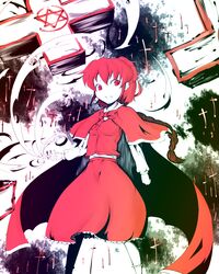  cape cross hexagram koohee okazaki_yumemi red_eyes red_hair redhead short_hair solo touhou touhou_(pc-98) 