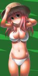  breasts cleavage haramura_nodoka hat oyamada_musshu pink_hair saki solo swimsuit 