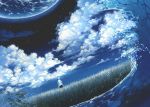  clouds grass night planet star suijou_ai suijyou water waves white_hair 