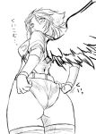  1girl armor ass breasts breath_of_fire breath_of_fire_i butt_crack dr.p leotard lowres nina_(breath_of_fire_i) short_hair solo source_request wings 