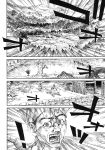  absurdres ameyama_denshin comic doujinshi fleeing highres monochrome multiple_boys scan scared sweat touhou village 