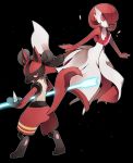  alternate_color full_body gardevoir highres lucario no_humans pokemon pokemon_(creature) pokken_tournament red_eyes redhead 