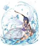  1girl absurdres angel_wings blue_hair bow_(weapon) highres keita_(kta0) long_hair love_live!_school_idol_project open_mouth solo sonoda_umi water weapon wings yellow_eyes 