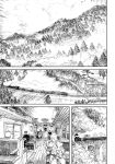  absurdres ameyama_denshin bridge comic doujinshi highres monochrome page_number scan touhou train train_interior tunnel 
