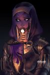  1girl alien helmet mask mask_removed mass_effect purple_skin quarian shilin smile solo tali&#039;zorah 