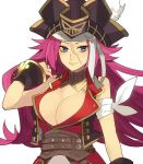  1girl breasts cleavage fate/extra fate_(series) hat large_breasts long_hair pink_hair pirate pirate_hat rider_(fate/extra) sanae_(satansanae) scar solo 