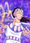  1boy bald closed_eyes gloves highres hydra_ichi keiimajima02 long_hair purple_hair saint_seiya solo 