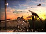  2girls airplane dragonfly dusk kantai_collection kitsuneno_denpachi lamppost multiple_girls sailor_dress sunset tokitsukaze_(kantai_collection) translation_request yukikaze_(kantai_collection) 