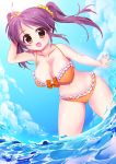  1girl bikini breasts brown_eyes cleavage highres long_hair nagomi_haruka original purple_hair swimsuit twintails 