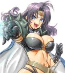  1girl amania_orz breasts circlet cleavage gloves jewelry large_breasts long_hair magic naga_the_serpent necklace purple_hair shoulder_pads slayers smile solo spikes 