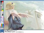  1girl angel_wings ass blonde_hair breath_of_fire breath_of_fire_iv dress hairband lowres nina_(breath_of_fire_iv) pantyhose short_hair skirt solo tagme white_wings wings 