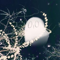  0_0 1:1 1other 2017 2d ambiguous_gender branch delomia digital_media flower ghost mixed_media napstablook photo_(medium) photo_background undertale utdr_(toby_fox) 