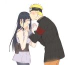  1boy 1girl black_hair blonde_hair closed_eyes couple forehead_kiss forehead_protector hakusai_(tiahszld) hetero hyuuga_hinata kiss long_hair naruto naruto:_the_last short_hair sketch uzumaki_naruto 