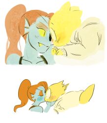  2016 2d 2girls 2koma all_fours alphys anthro black_eyepatch black_tank_top blue_skin buck_teeth closed_eyes coat colored_sclera colored_skin comic cropped_shoulders digital_media dinosaur dinosaur_girl duo ear_fins eyepatch female female_only fins fish fish_girl glasses hand_on_another&#039;s_chin head_fins high_ponytail kiss lab_coat lizard lizard_girl lizard_tail long_hair looking_at_another monster monster_girl multiple_girls ponytail red_hair reptile reptile_girl reptile_tail scalie sharp_teeth simple_background slit_pupils tail tank_top teeth undertale undyne utdr_(toby_fox) white_background white_coat yellow_sclera yellow_skin yellow_teeth yourmobi yuri 