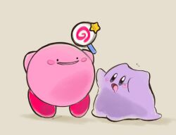  arcaidee blush_stickers colored_skin crossover ditto drooling invincible_candy kirby kirby_(series) looking_up open_mouth pink_skin pokemon pokemon_(creature) sketch star_(symbol) twitter_username 