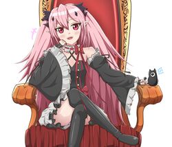  1girl bat gothic_lolita krul_tepes lolita_fashion owari_no_seraph panties solo throne underwear vampire 