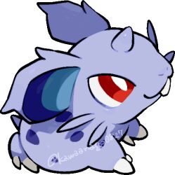  animal_focus bright_pupils chibi chibi_only closed_mouth commentary_request full_body horns kawaanago lowres nidoran nidoran_(female) no_humans nostrils pokemon pokemon_(creature) pokemon_focus red_eyes single_horn smile solo teeth transparent_background twitter_username white_pupils 