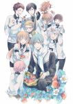  6+boys ^_^ akita_toushirou aqua_hair atsushi_toushirou black_gloves black_hair blonde_hair blue_eyes brown_eyes brown_hair closed_eyes flower food fruit glasses gloves gokotai gokotai&#039;s_tigers gotou_toushirou hair_over_one_eye hakata_toushirou hirano_toushirou hoodie ichigo_hitofuri leaf maeda_toushirou male_focus midare_toushirou multiple_boys nair open_mouth pink_hair ponytail red-framed_glasses shorts smile strawberry tiger tiger_cub touken_ranbu violet_eyes white_hair white_tiger yagen_toushirou yellow_eyes 