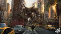  1other alexandre_chaudret blank_eyes car city destruction giant giant_monster mcdonald's monster motor_vehicle original white_eyes 