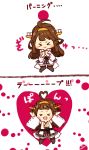  &gt;_&lt; 1girl :d brown_hair burning_love_(phrase) closed_eyes hairband heart highres japanese_clothes kantai_collection kobone kongou_(kantai_collection) long_hair nontraditional_miko open_mouth skirt smile solo translated xd 