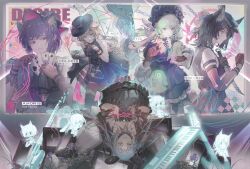  5girls absurdres amoris_(bang_dream!) animal_ears arknights ascot ave_mujica_(bang_dream!) bang_dream! bang_dream!_it&#039;s_mygo!!!!! black_ascot black_bonnet black_dress black_gloves black_hair black_horns black_ribbon blonde_hair blue_eyes blue_hair bonnet card cardiogram cat&#039;s_cradle cat_ears cat_girl chain character_name chibi chinese_commentary closed_mouth commentary_request curled_horns dagger detached_collar dog_ears dog_girl doloris_(bang_dream!) dress gloves gothic_lolita green_hair guitar hair_ornament hair_ribbon highres holding holding_card holding_dagger holding_knife holding_stuffed_toy holding_weapon horns instrument kemonomimi_mode keyboard_(instrument) knife lolita_fashion long_hair long_sleeves looking_at_viewer magician medium_hair misumi_uika misumi_uika_(caged_singer) monitor mortis_(bang_dream!) mortis_(persona)_(bang_dream!) multiple_girls oblivionis_(bang_dream!) pillow playing_card profile purple_hair rabbit_ears rabbit_girl ribbon short_hair sidelocks smile stuffed_animal stuffed_penguin stuffed_rabbit stuffed_toy timoris_(bang_dream!) togawa_sakiko togawa_sakiko_(master_of_melodia) two_side_up upside-down violet_eyes wakaba_mutsumi wakaba_mutsumi_(marionette&#039;s_id) weapon wolf_ears wolf_girl x_hair_ornament yahata_umiri yahata_umiri_(moonlight_executioner) yellow_eyes yuutenji_nyamu yuutenji_nyamu_(magician_of_passion) zhiyu502921798 