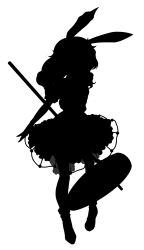  1girl animal_ears ankle_socks commentary_request dairi dress holding holding_mallet large_variant_set legacy_of_lunatic_kingdom long_hair mallet rabbit_ears rabbit_girl seiran_(touhou) shadow short_dress short_sleeves silhouette simple_background socks solo tachi-e touhou transparent_background variant_set 