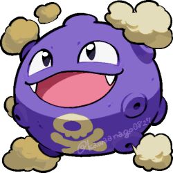  chibi chibi_only commentary_request fangs full_body gas kawaanago koffing lowres no_humans open_mouth pokemon pokemon_(creature) pokemon_focus skull_and_crossbones smile solo transparent_background twitter_username 