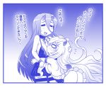  2girls absurdly_long_hair battleship_hime blush breasts dress hase_yu head_bump horns hug kantai_collection large_breasts long_hair multiple_girls oni_horns open_mouth petting shinkaisei-kan short_dress sideboob simple_background smile submarine_hime tears translated very_long_hair 