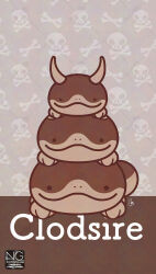  clodsire closed_mouth english_text highres looking_at_viewer meme_(sleepsheep) no_humans pokemon pokemon_(creature) pokemon_focus skull_and_crossbones smile solid_circle_eyes spines tail 