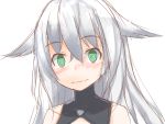 1girl bare_shoulders black_heart blush breasts cleavage green_eyes himajin_(starmine) long_hair looking_at_viewer mugshot neptune_(series) noire sketch solo white_hair 