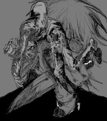  2boys boxcutter commentary_request denpa_shougai gakuran grey_background greyscale highres holding holding_boxcutter holding_knife jacket knife male_focus monochrome multiple_boys open_clothes open_jacket randal&#039;s_friends randal_ivory school_uniform short_hair simple_background tsukada_satoru 