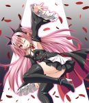  1girl fangs gothic_lolita krul_tepes kyuutou_(kyuutouryuu) leaf lolita_fashion owari_no_seraph solo vampire 