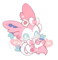  :3 :q blue_eyes commentary full_body highres looking_at_viewer maaari_pkmn no_humans pokemon pokemon_(creature) simple_background solo sylveon symbol-only_commentary tongue tongue_out white_background 